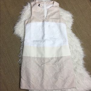 Anthropologie Beige and White Textured Dress